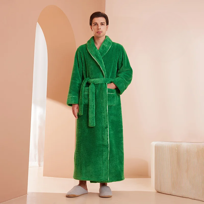Men's Winter Flannel Fleece Bathrobe
