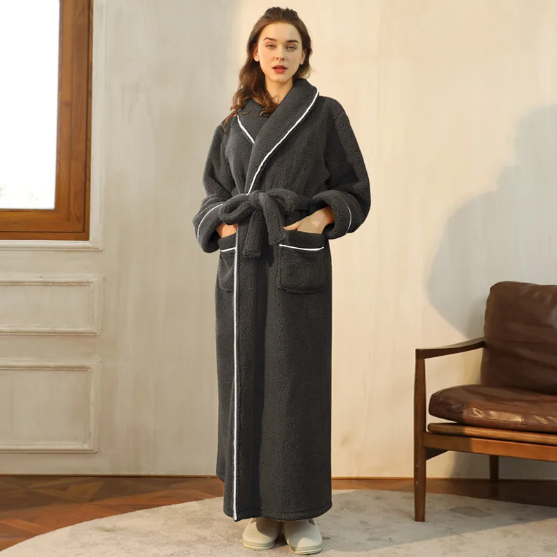 Men's Winter Flannel Fleece Bathrobe