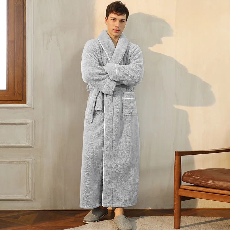 Men's Winter Flannel Fleece Bathrobe