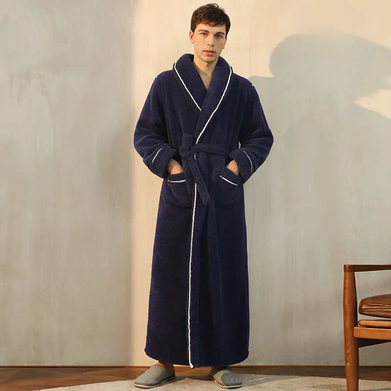 Men's Winter Flannel Fleece Bathrobe