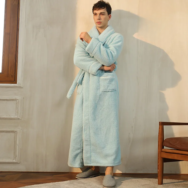Men's Winter Flannel Fleece Bathrobe