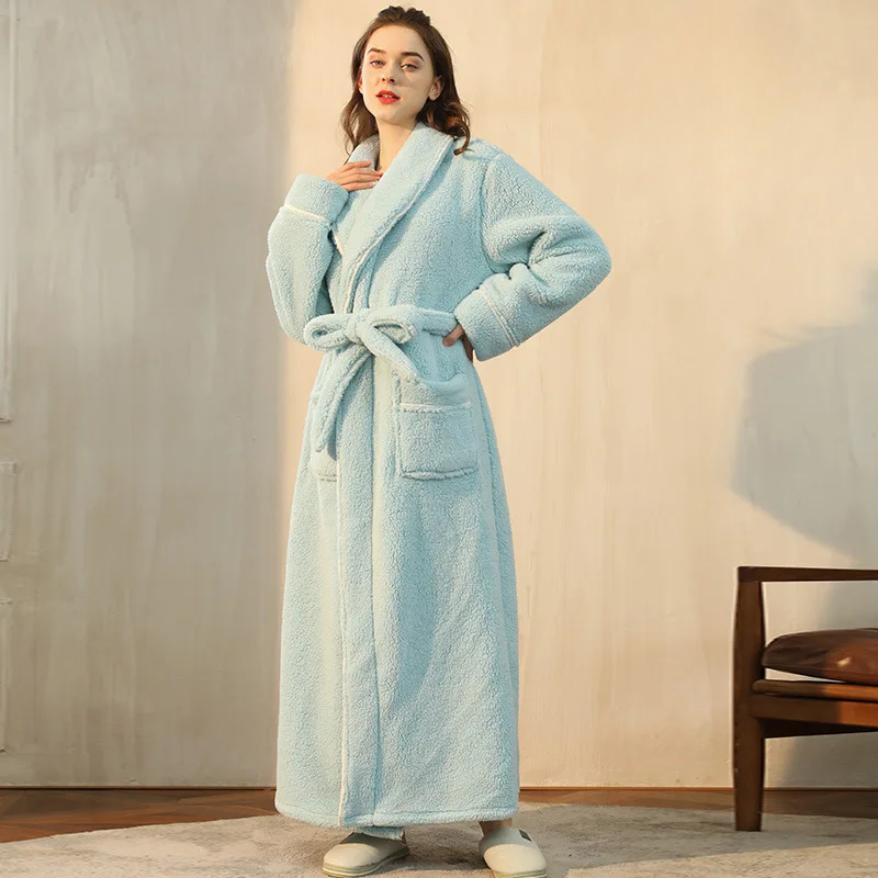 Men's Winter Flannel Fleece Bathrobe