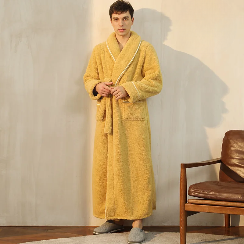 Men's Winter Flannel Fleece Bathrobe