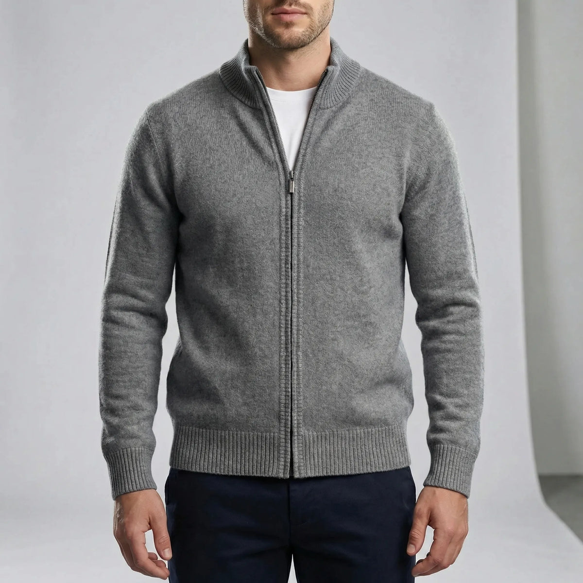 Men's Zip Cardigan – Stylish Regular Fit for Versatile Comfort