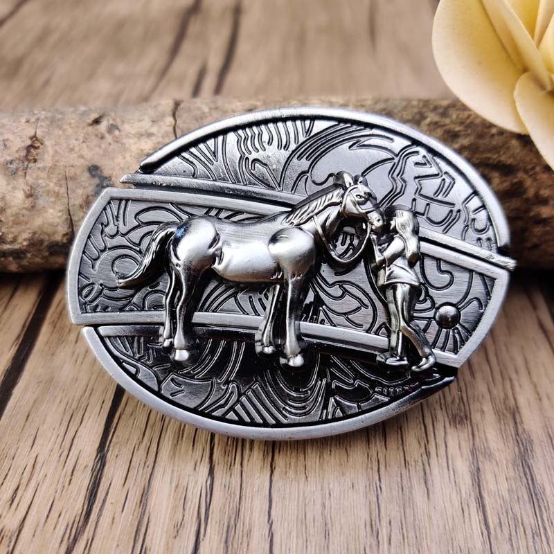 Metal Oval Cowboy Belt Buckle