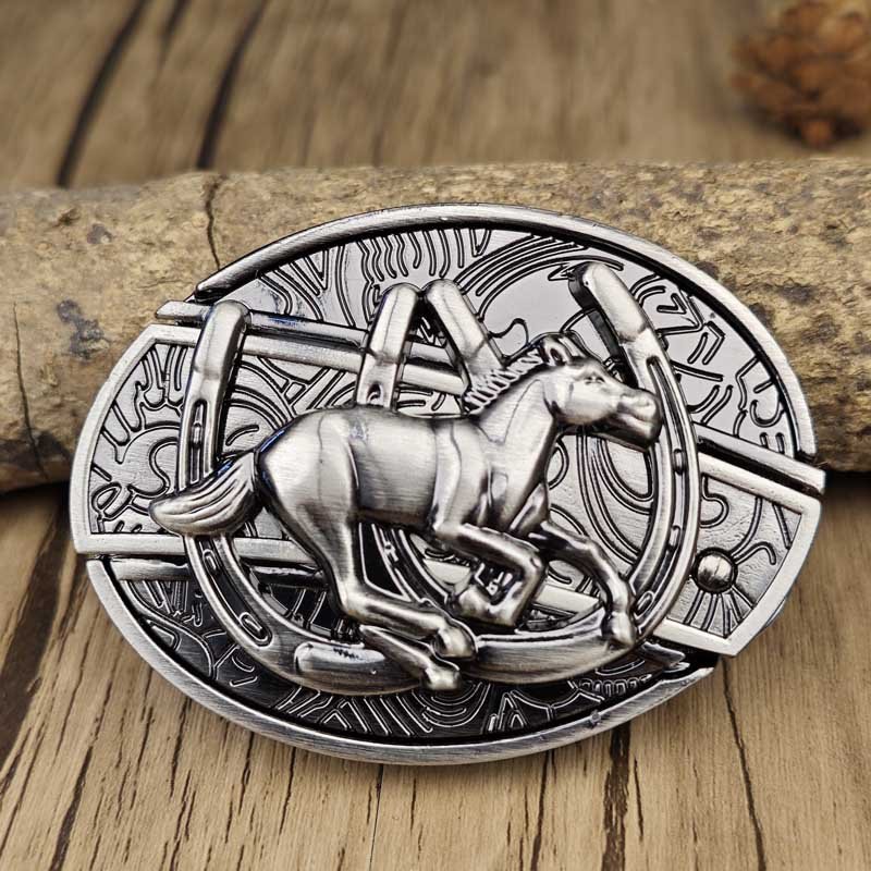 Metal Oval Cowboy Belt Buckle