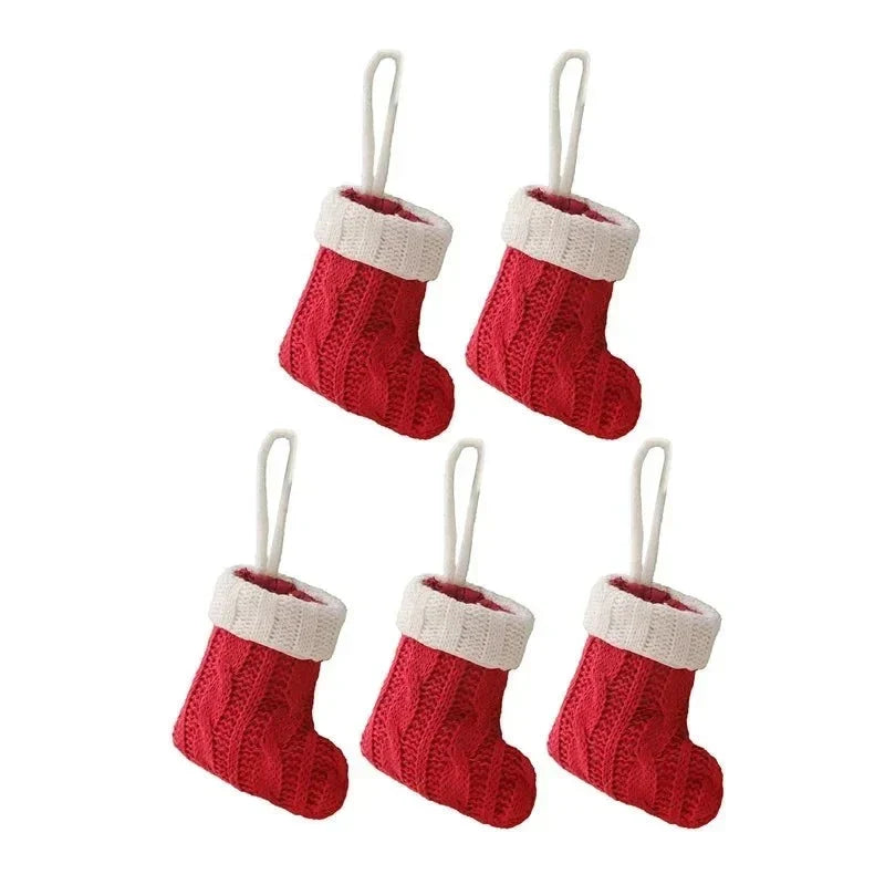 Mini Cable-Knit Christmas Stockings with White Cuff