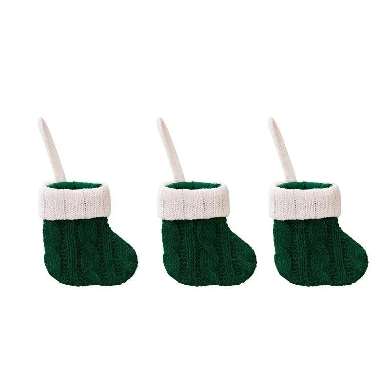Mini Cable-Knit Christmas Stockings with White Cuff