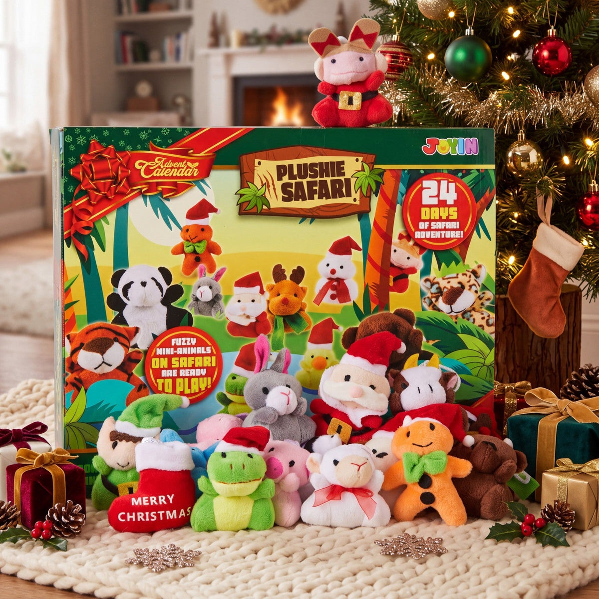Mini Plush Animal Advent Calendar with 21 Animals and 3 Santa's Helpers