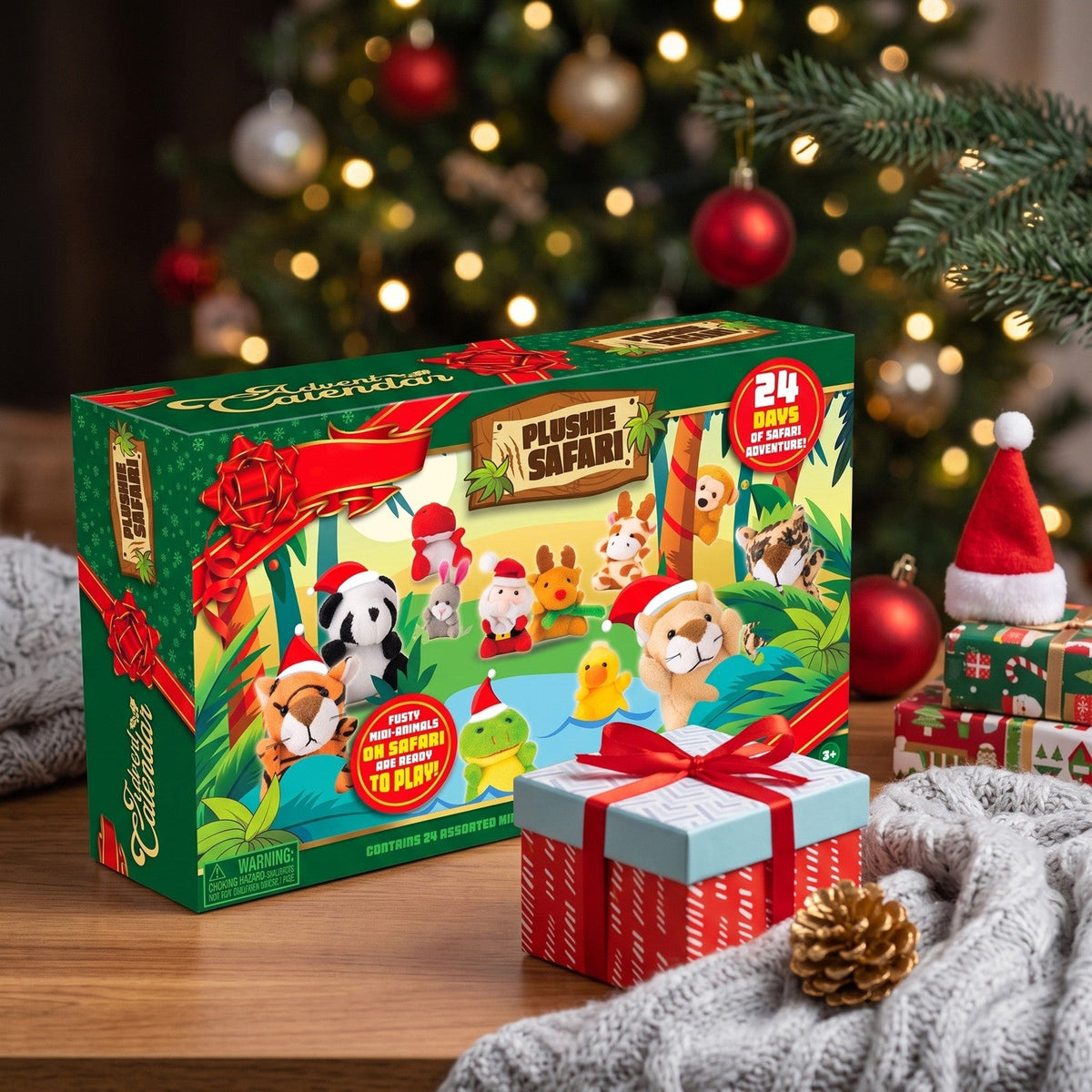 Mini Plush Animal Advent Calendar with 21 Animals and 3 Santa's Helpers