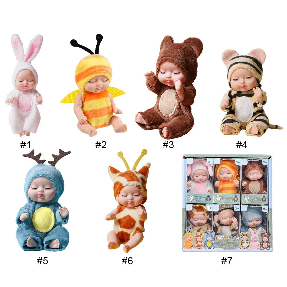 Mini Reborn Baby Doll Set - 6 Lifelike Realistic Dolls