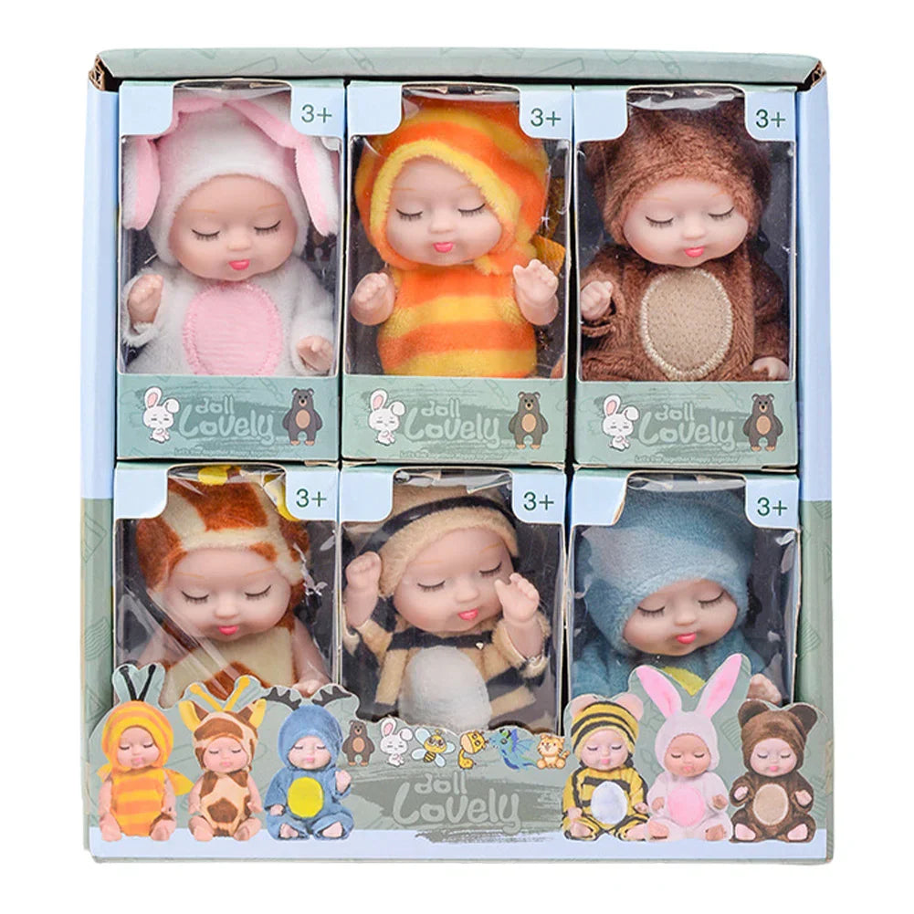Mini Reborn Baby Doll Set - 6 Lifelike Realistic Dolls