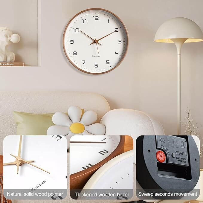 Minimalist Scandinavian Wall Clock in Wood