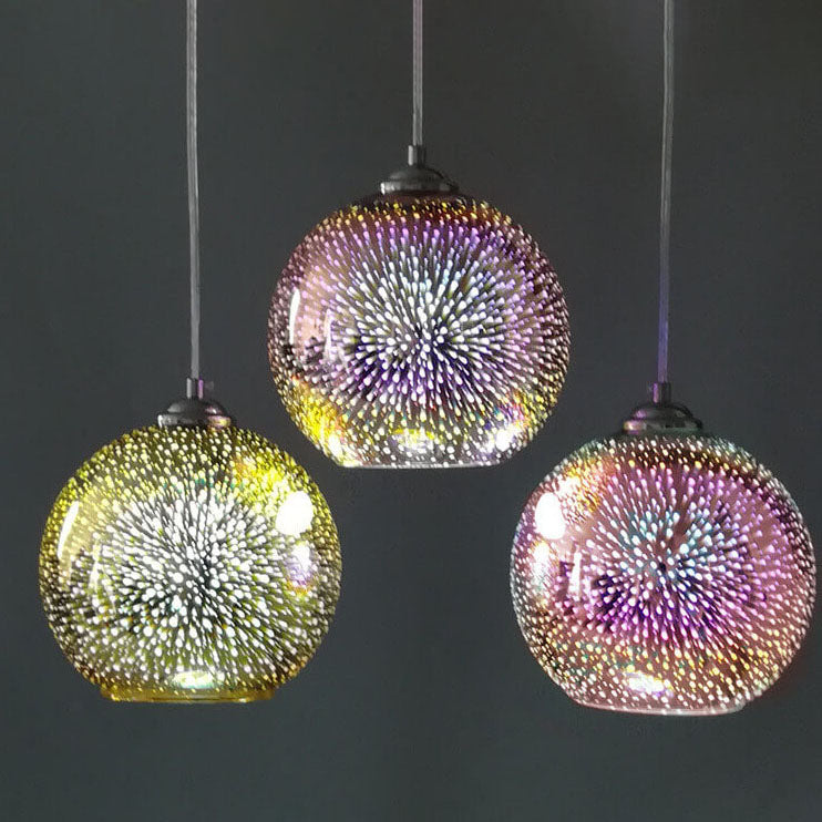 Modern Creative 3D Colorful Firework Glass 1-Light Dome Pendant Lamp
