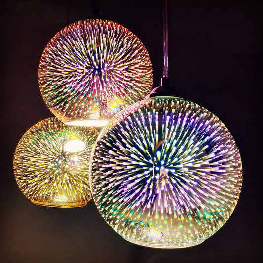 Modern Creative 3D Colorful Firework Glass 1-Light Dome Pendant Lamp