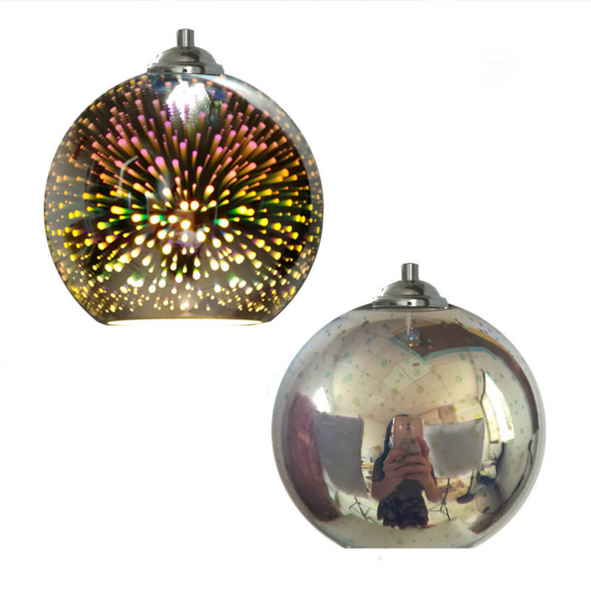 Modern Creative 3D Colorful Firework Glass 1-Light Dome Pendant Lamp