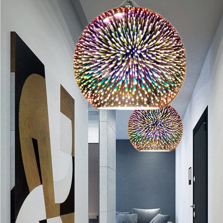 Modern Creative 3D Colorful Firework Glass 1-Light Dome Pendant Lamp