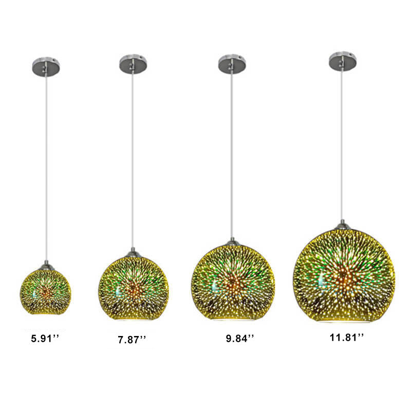 Modern Creative 3D Colorful Firework Glass 1-Light Dome Pendant Lamp