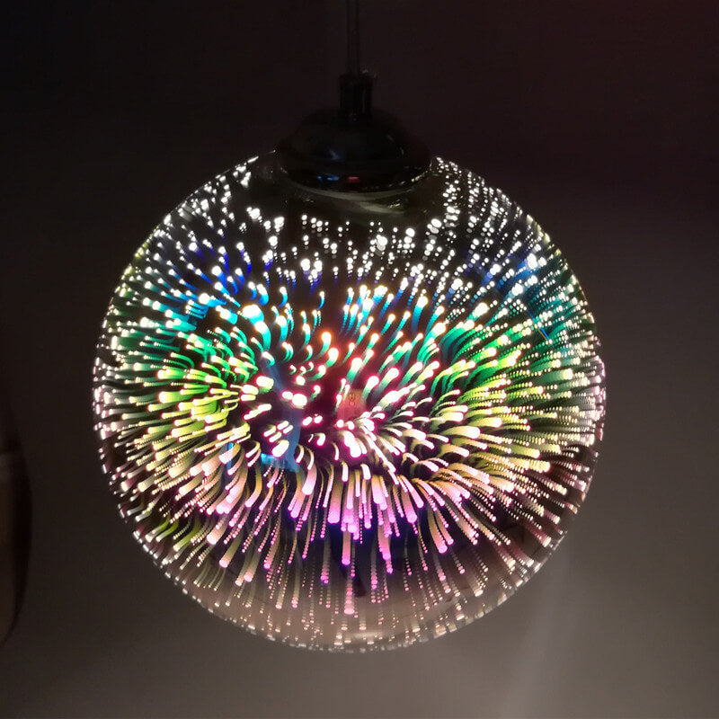 Modern Creative 3D Colorful Firework Glass 1-Light Dome Pendant Lamp