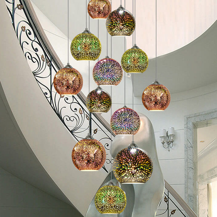 Modern Creative 3D Colorful Firework Glass 1-Light Dome Pendant Lamp