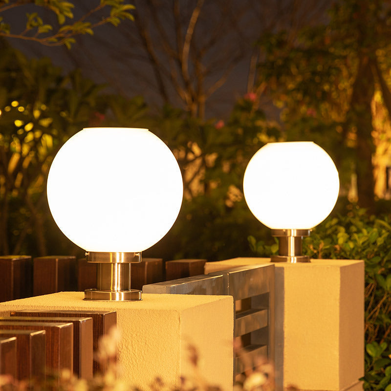 Modern Stainless Steel Globe Fence Post Light Fixtures