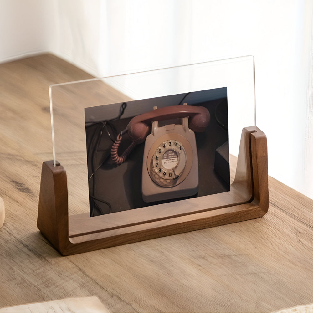 Modern U-Shaped Solid Wood and Acrylic Tabletop Picture Frame