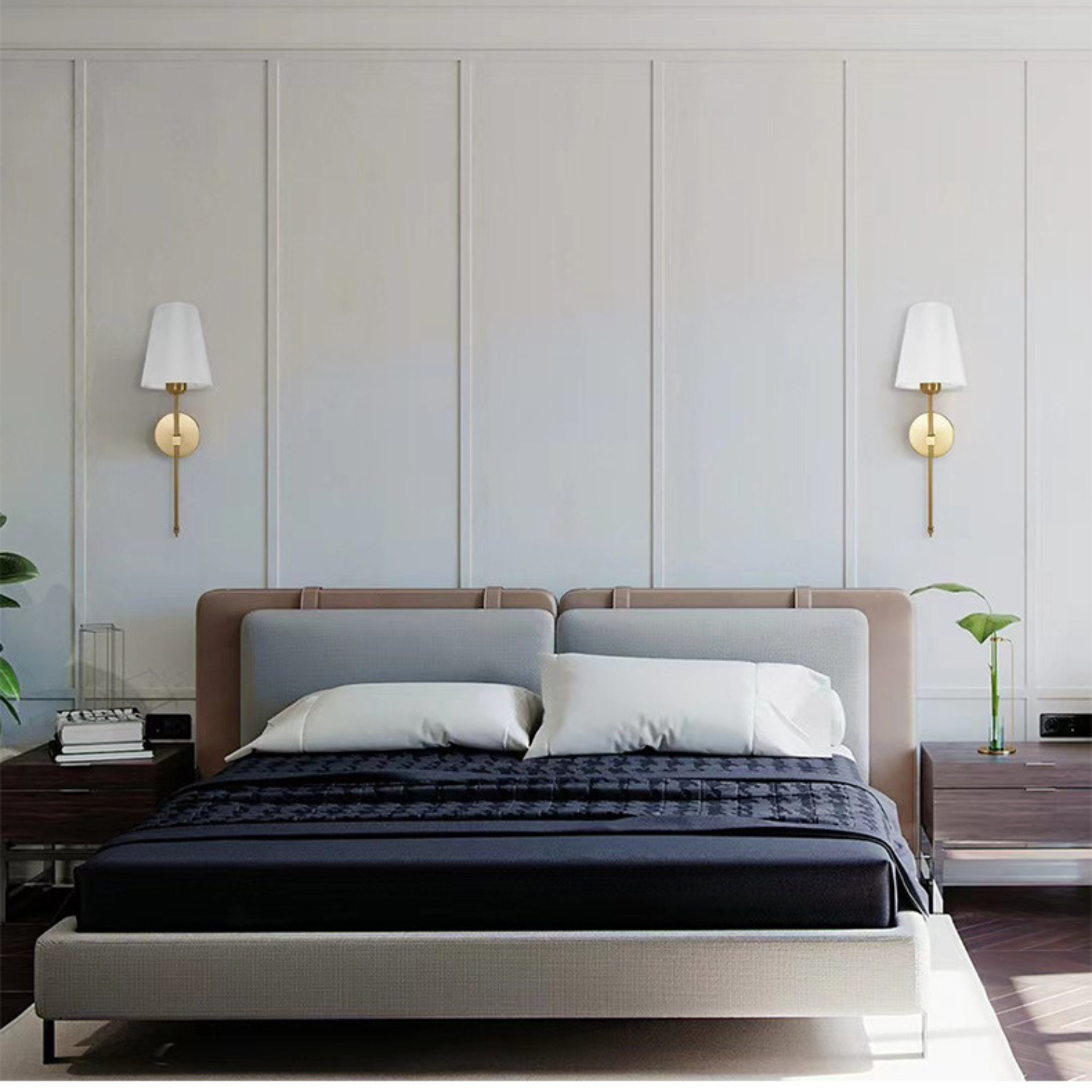 Modern Wireless Battery Operated Wall Sconce Lights - Set of 2