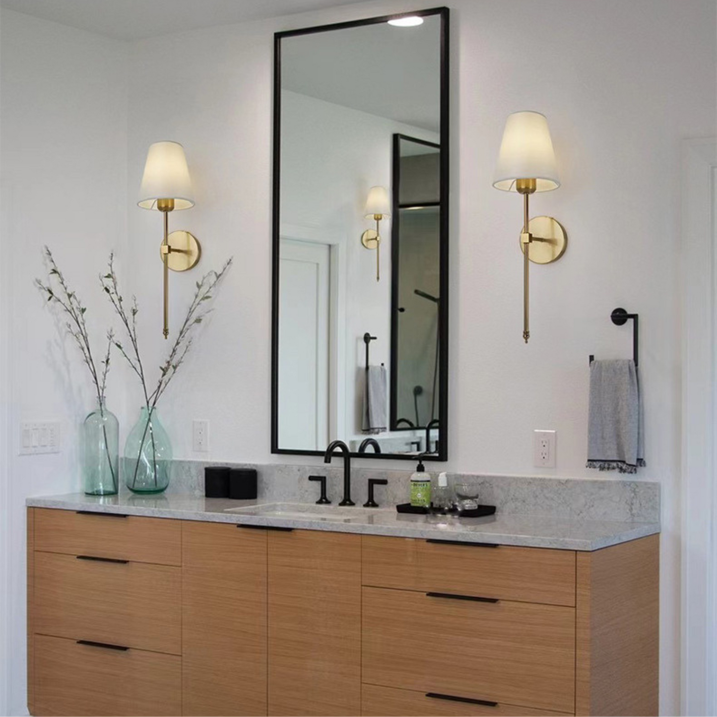 Modern Wireless Battery Operated Wall Sconce Lights - Set of 2