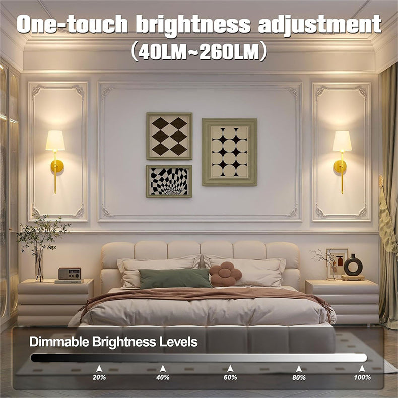 Modern Wireless Battery Operated Wall Sconce Lights - Set of 2