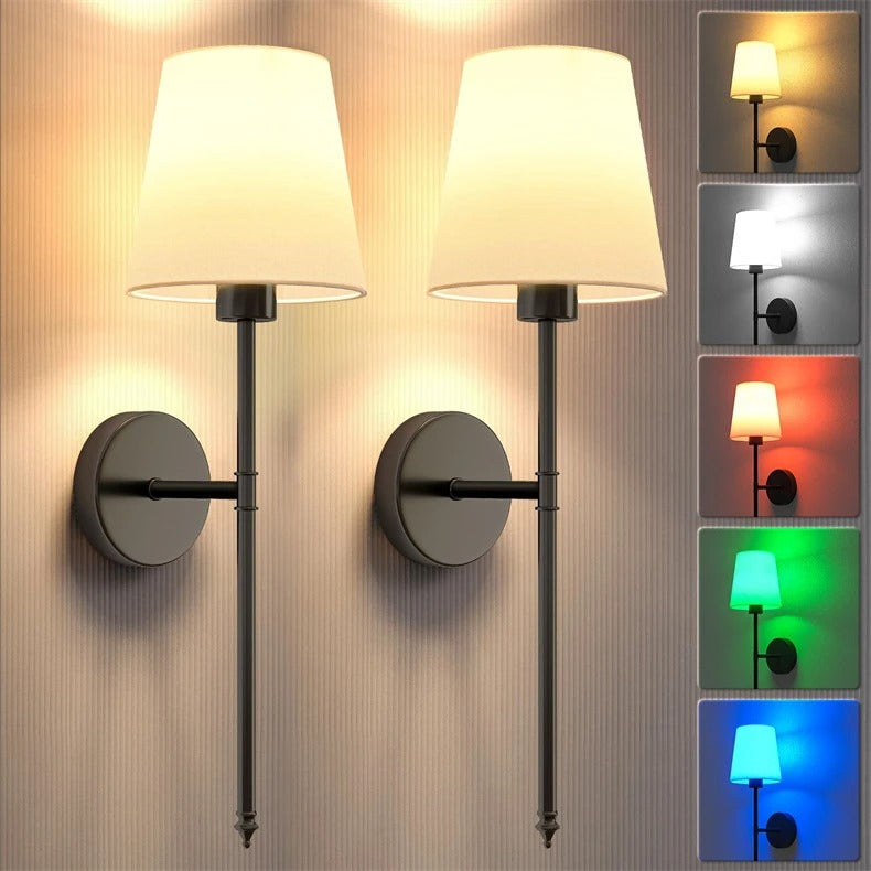 Modern Wireless Battery Operated Wall Sconce Lights - Set of 2