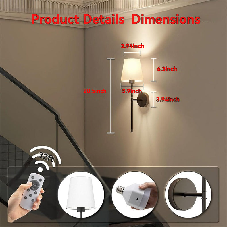 Modern Wireless Battery Operated Wall Sconce Lights - Set of 2