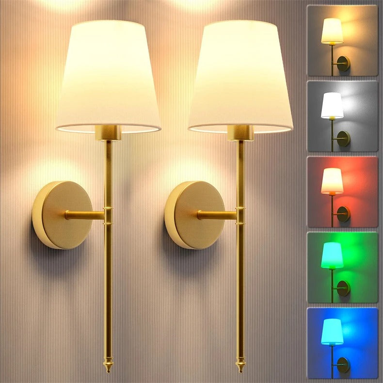 Modern Wireless Battery Operated Wall Sconce Lights - Set of 2