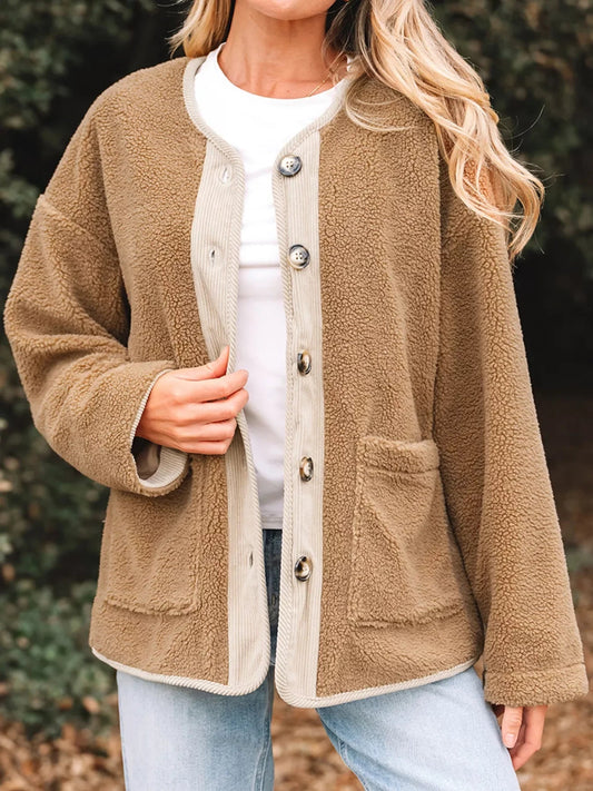 Image of Monica | Women's Button-Front Sherpa Jacket