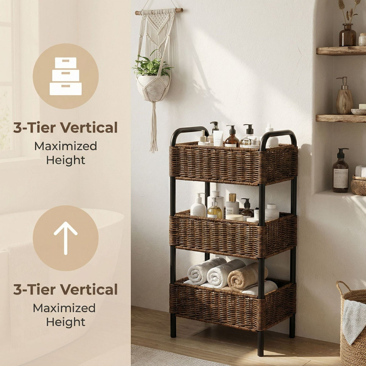 Multi-Tier Woven Bathroom Organizer Basket