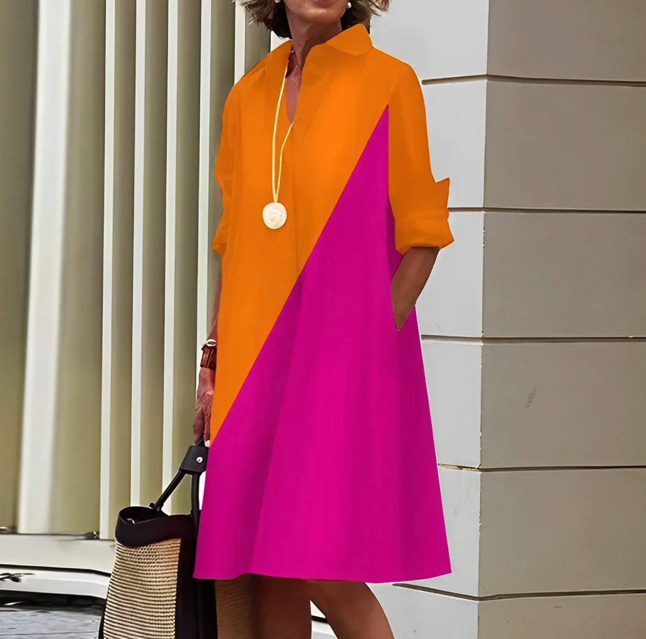 Image of Nancy | Women's Long Sleeve A-Line Midi Dress