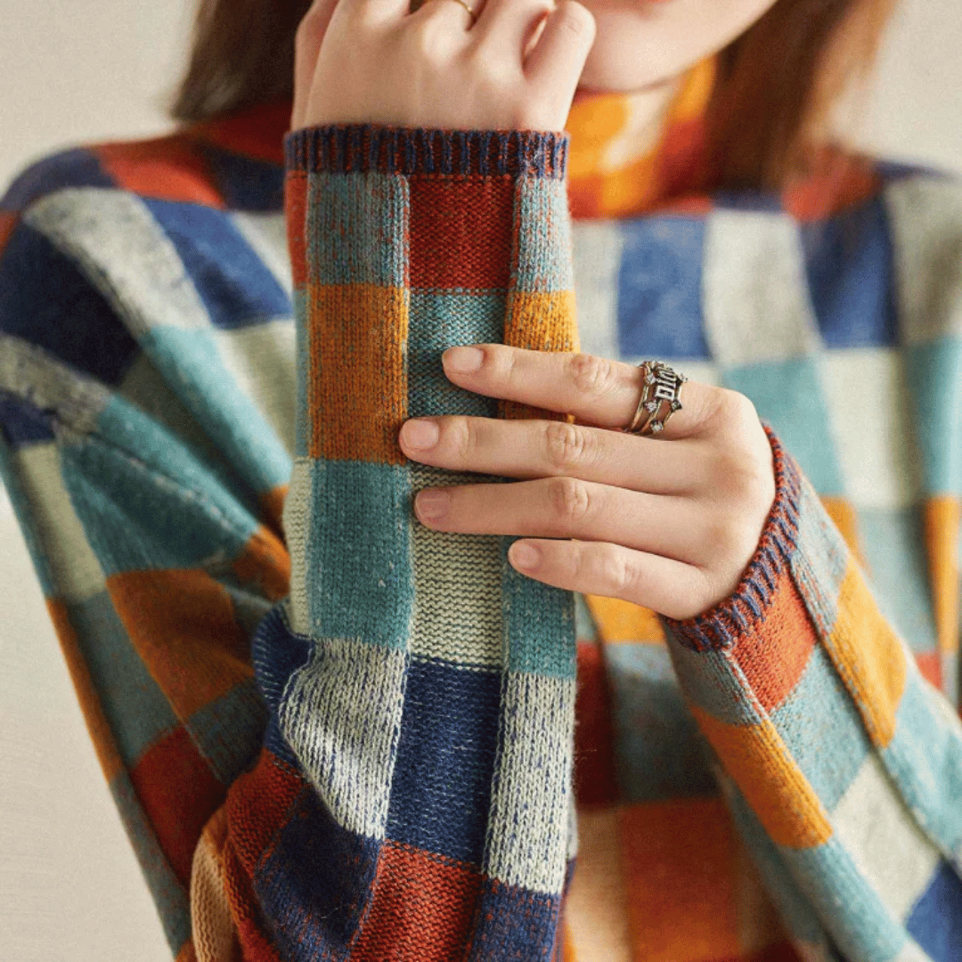Image of Nancy | Women's Turtleneck Color Block Sweater