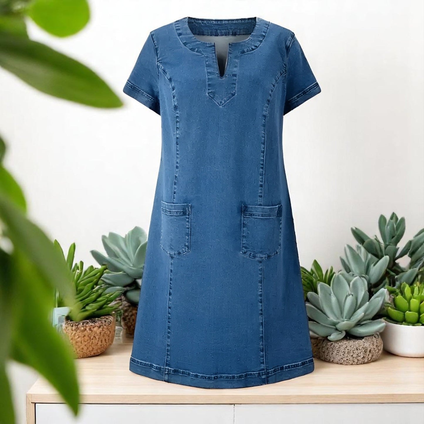 Image of Naomi | Women's A-Line Denim Mini Dress