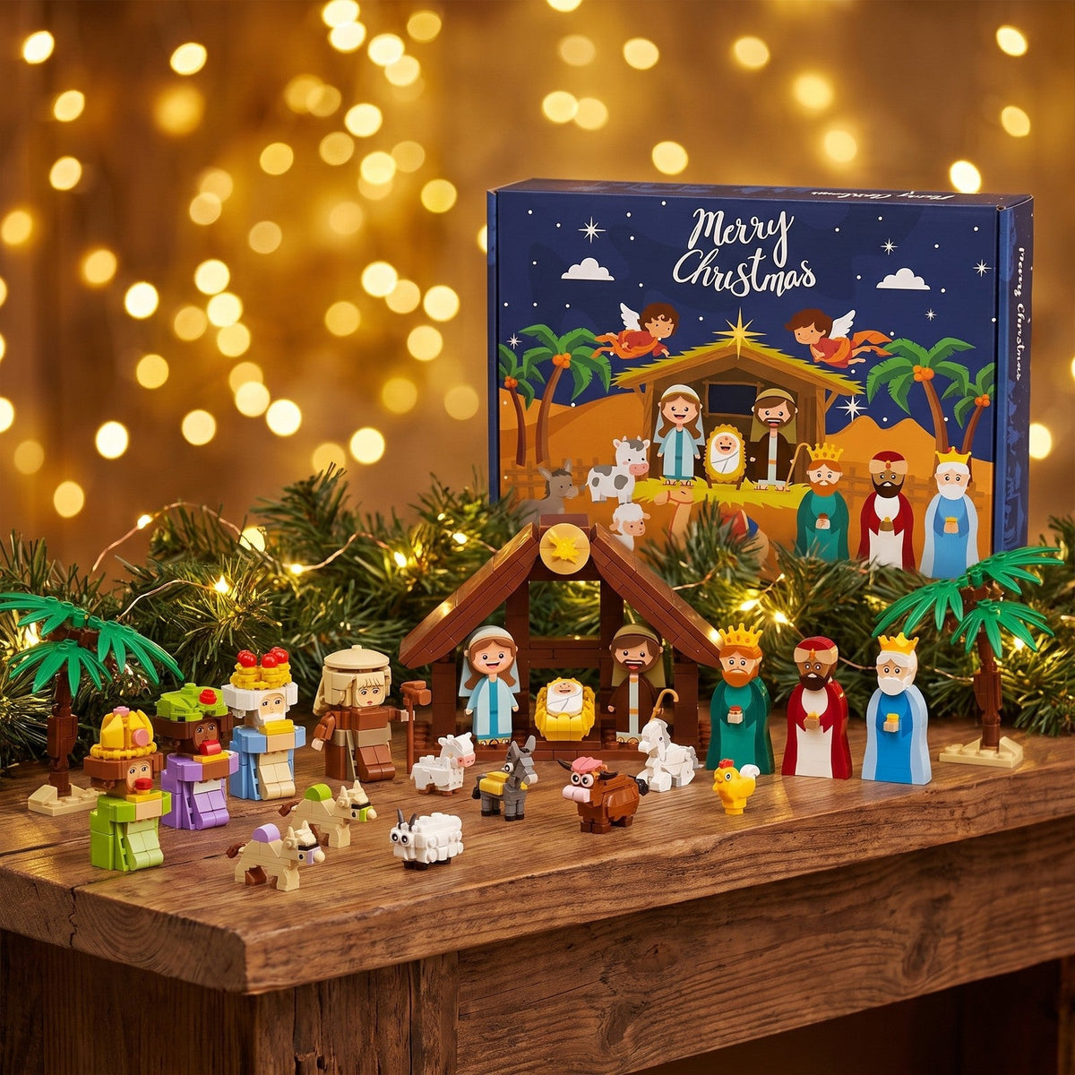 Nativity Scene Brick Advent Calendar, 1495 Pieces in 24 Numbered Boxes