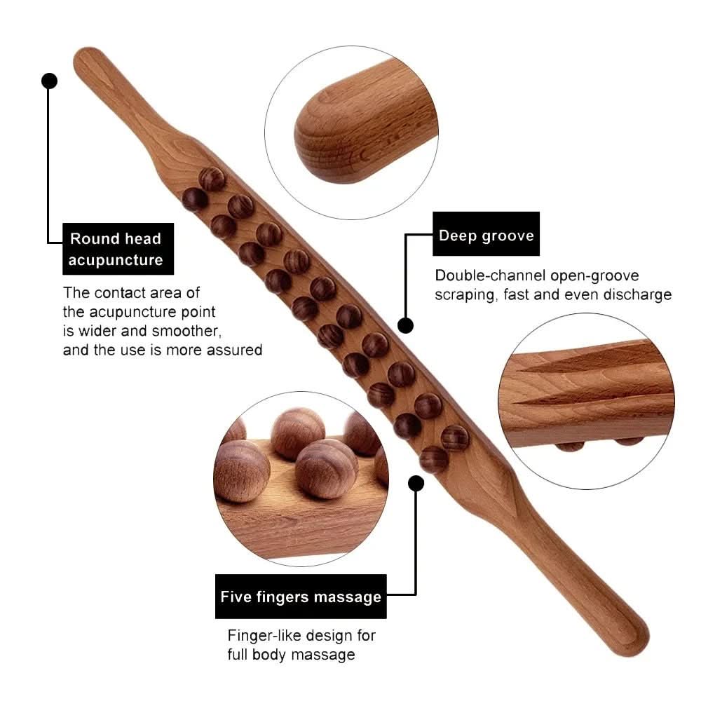 Natural Gua Sha Massage Tool Made of Wood - Ergonomic and Portable for Improved Circulation and Muscle Relaxation