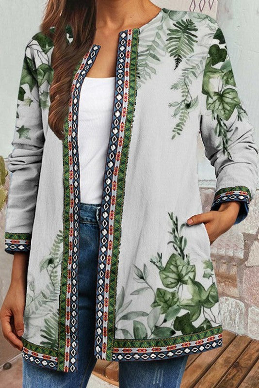 Image of Nina | Women's Floral Print Open Front Jacket