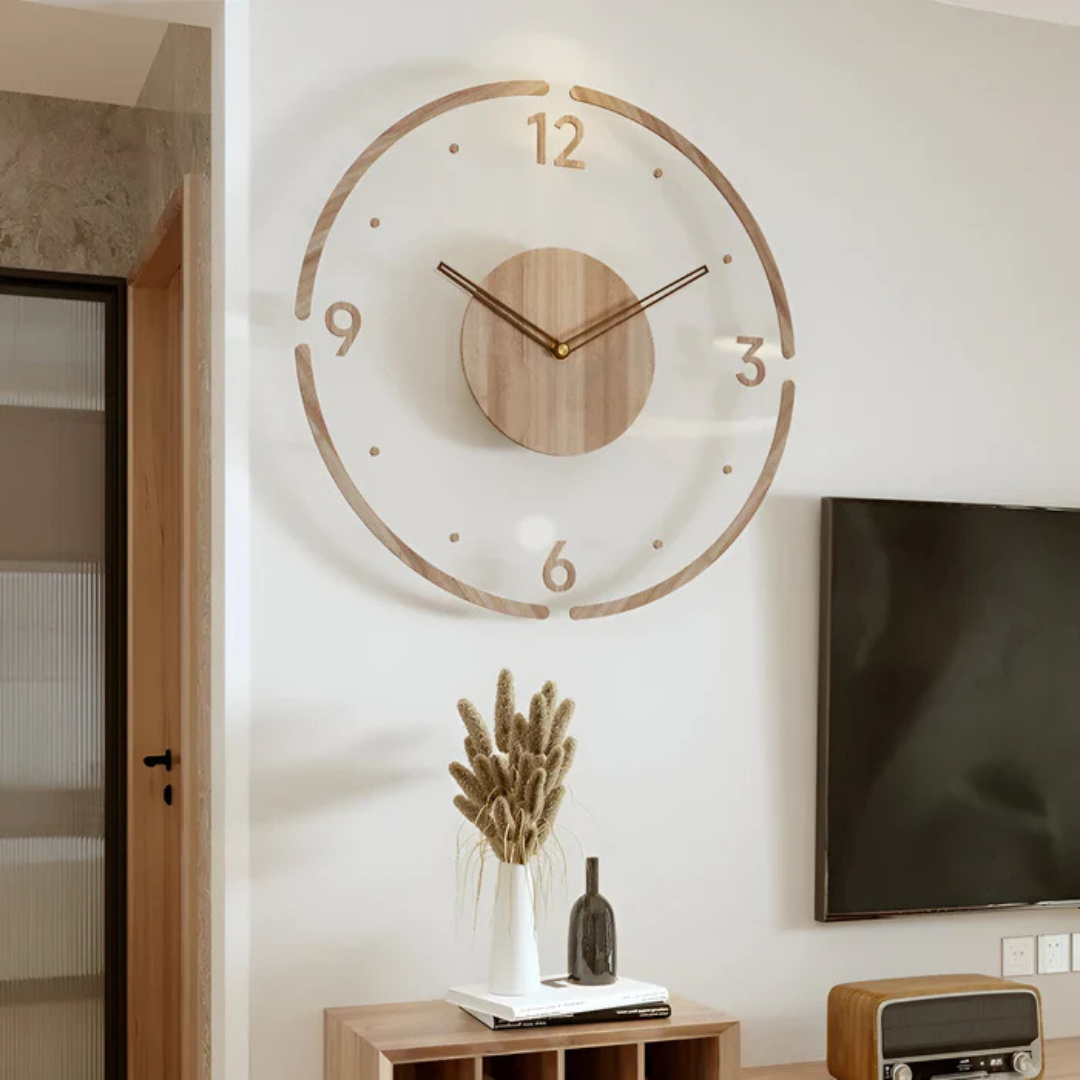 Nock Wall Clock - Acrylic and Wood, Silent Design