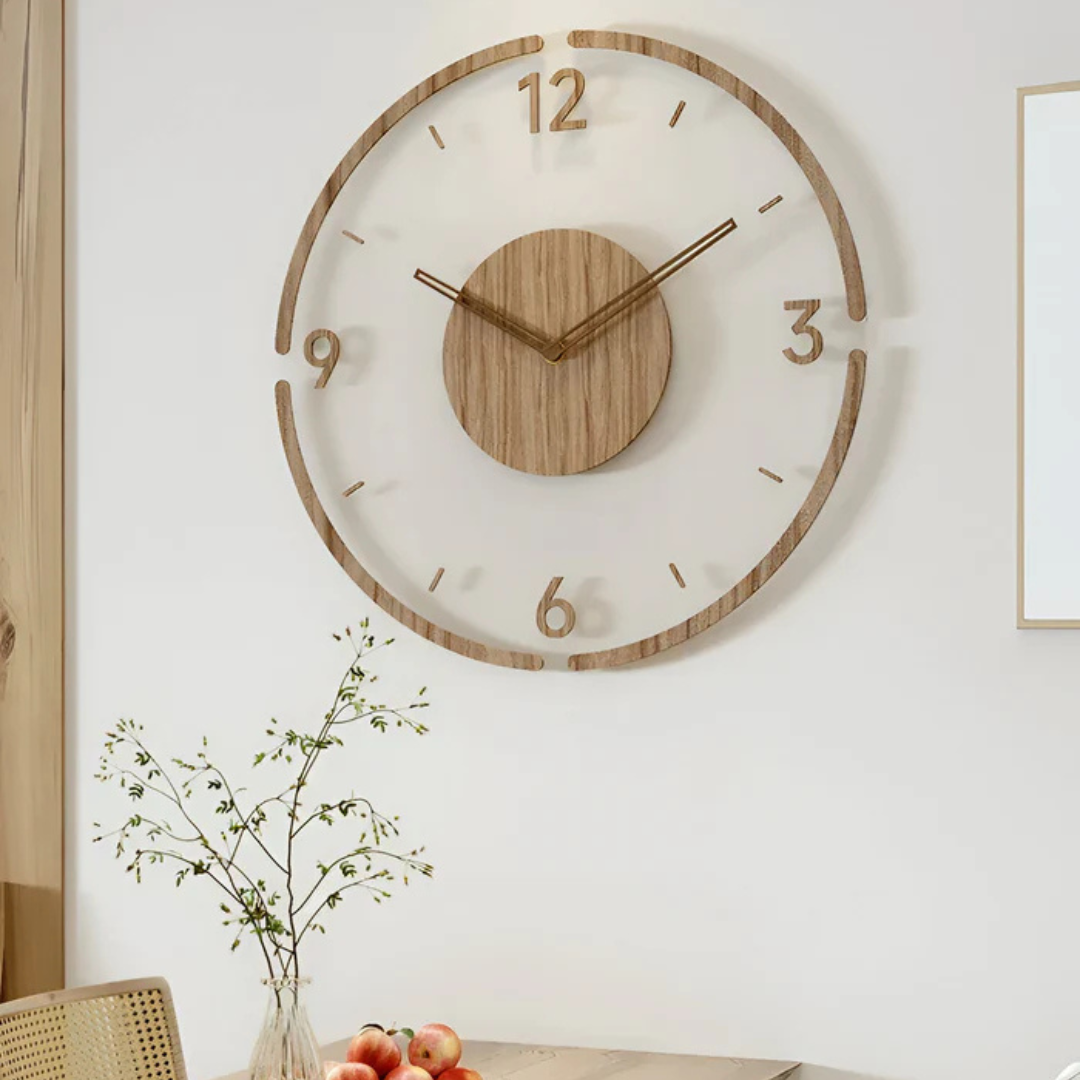 Nock Wall Clock - Acrylic and Wood, Silent Design