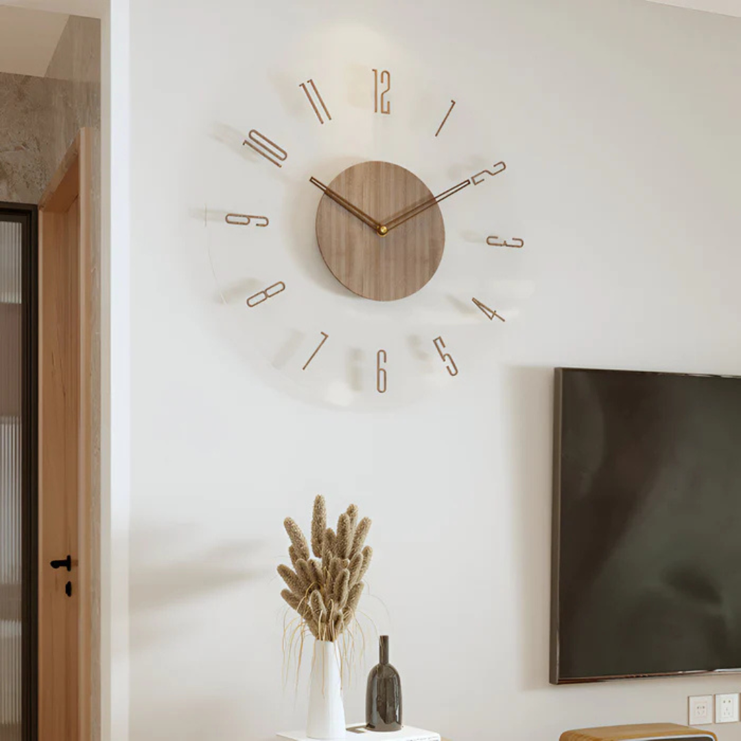 Nock Wall Clock - Acrylic and Wood, Silent Design
