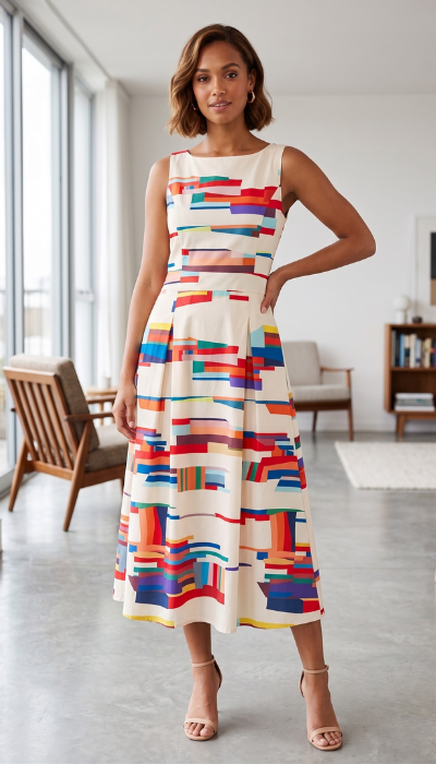 Noelle | Women's Sleeveless A-Line Midi Dress - Image 1