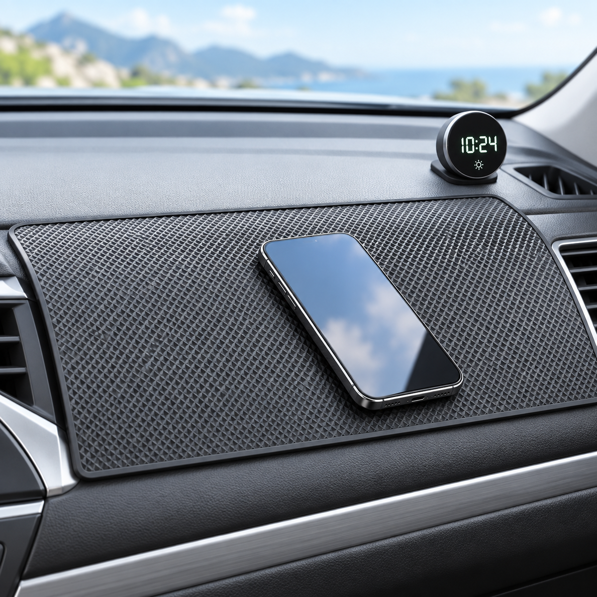 Non-Slip Dashboard Sticky Pad with Grid Texture and Adhesive Discs