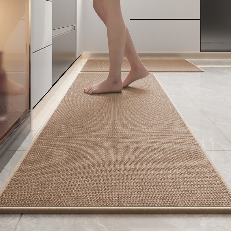 Non-Slip Kitchen Mat | Washable | Woven Linen Pattern