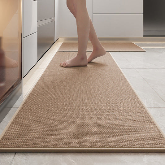Non-Slip Kitchen Mat | Washable | Woven Linen Pattern