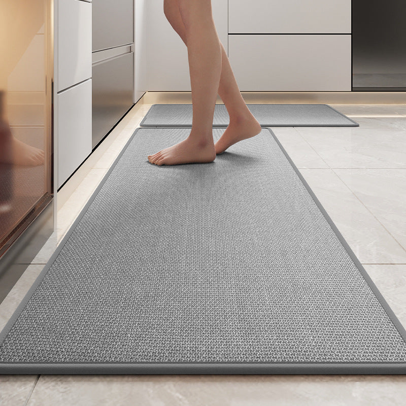 Non-Slip Kitchen Mat | Washable | Woven Linen Pattern