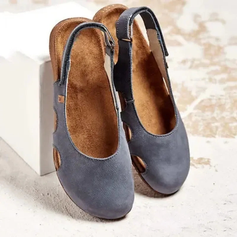 Norma | Women's Closed Toe Adjustable Ankle Strap Flat Sandals - Image 1