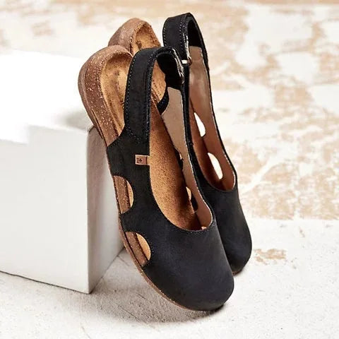 Norma | Women's Closed Toe Adjustable Ankle Strap Flat Sandals - Image 3